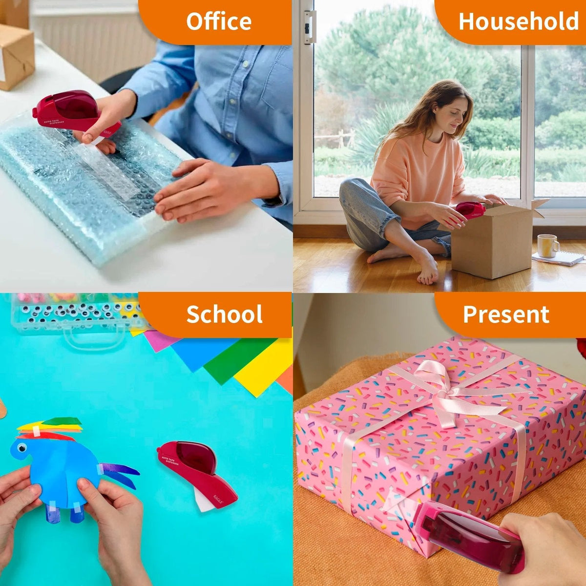 Tape dispenser used for office household school crafts and presents