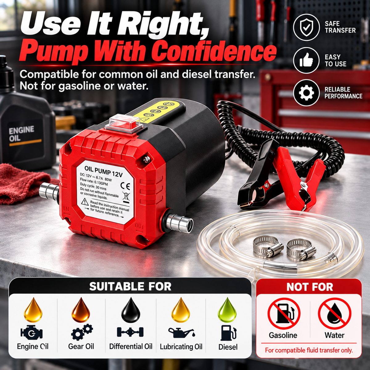 🔧 12V 80W Electric Oil Extractor Pump – Fast, Cleaner Oil Changes🔥