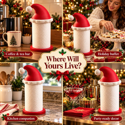 🎅 Santa Hat Paper Towel Holder – Cute Christmas Kitchen Decor 🎄