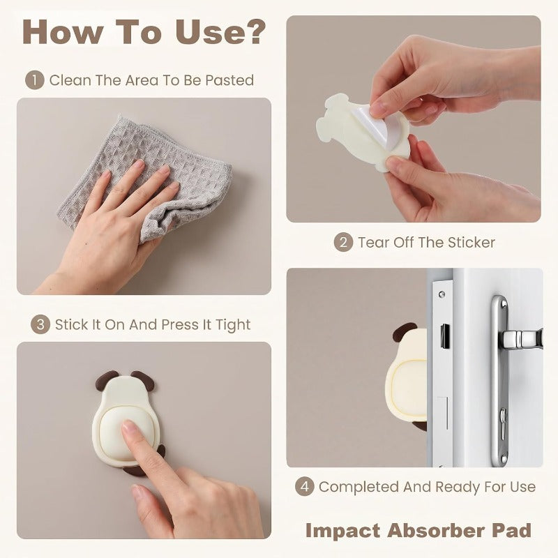 Cute Animal Door Handle Wall Protectors – Soft Silicone, Peel & Stick 🐾