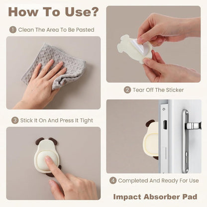 Cute Animal Door Handle Wall Protectors – Soft Silicone, Peel & Stick 🐾