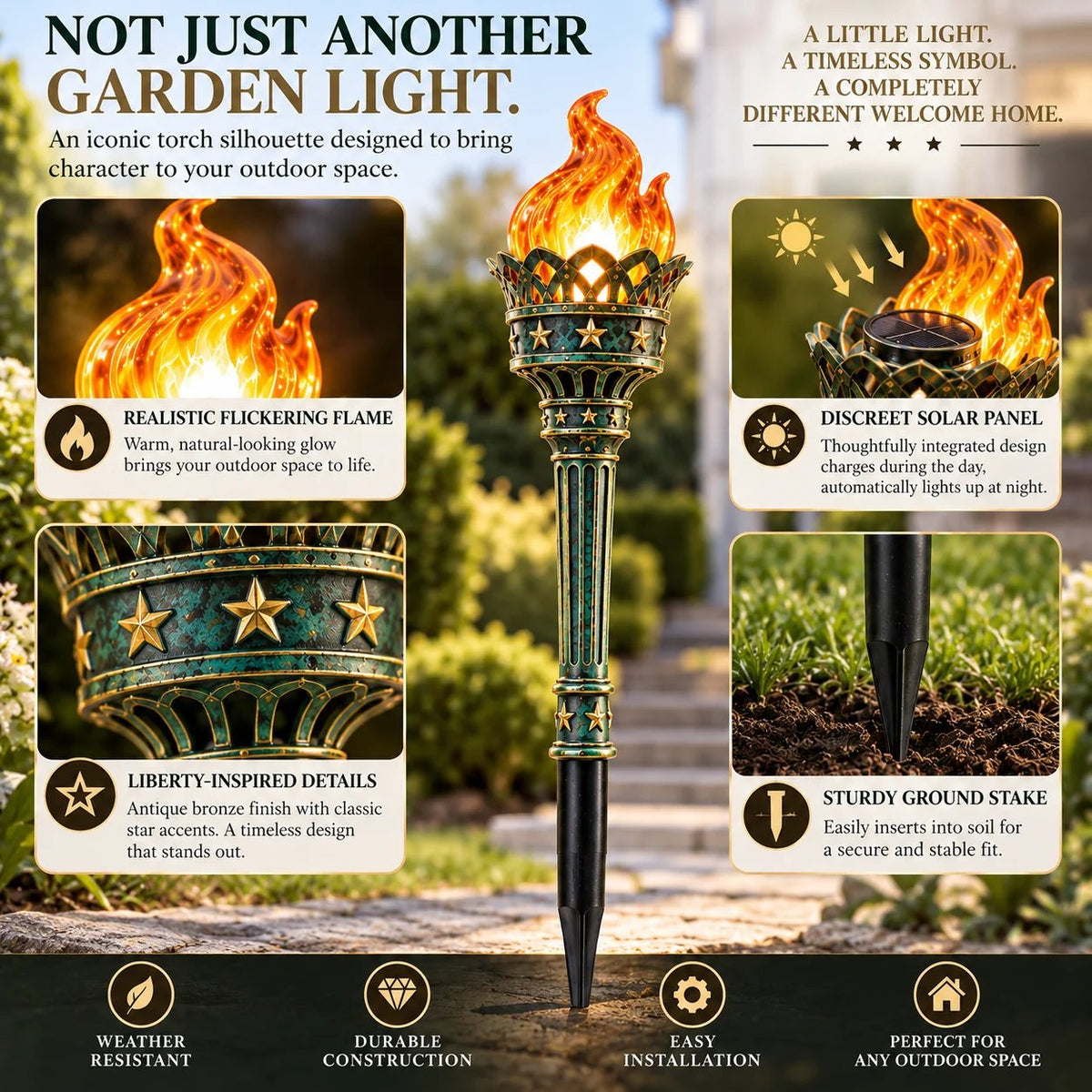 🔥45% OFF🔥Solar Flickering Torch Pathway Lights