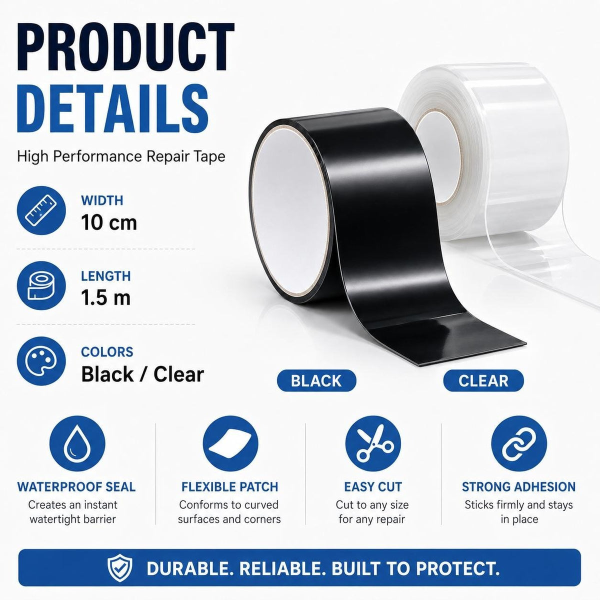 Waterproof Repair Tape – Peel & Stick Seal for Pipes, Hoses & More