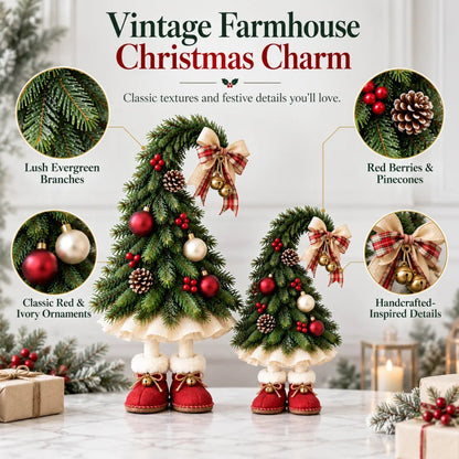 🎄 Whimsical Christmas Elf Tree – Cute Red Boots & Vintage Holiday Charm