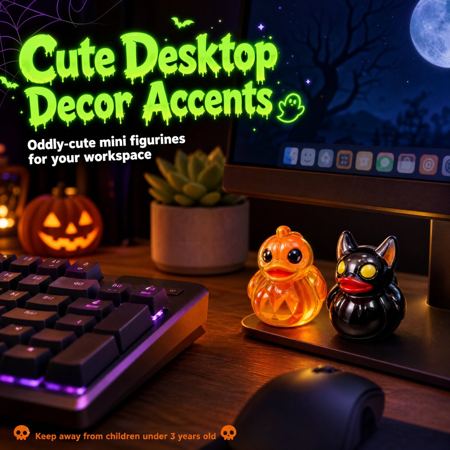 👻🎃Glow-In-The-Dark Mini Halloween Duck Set