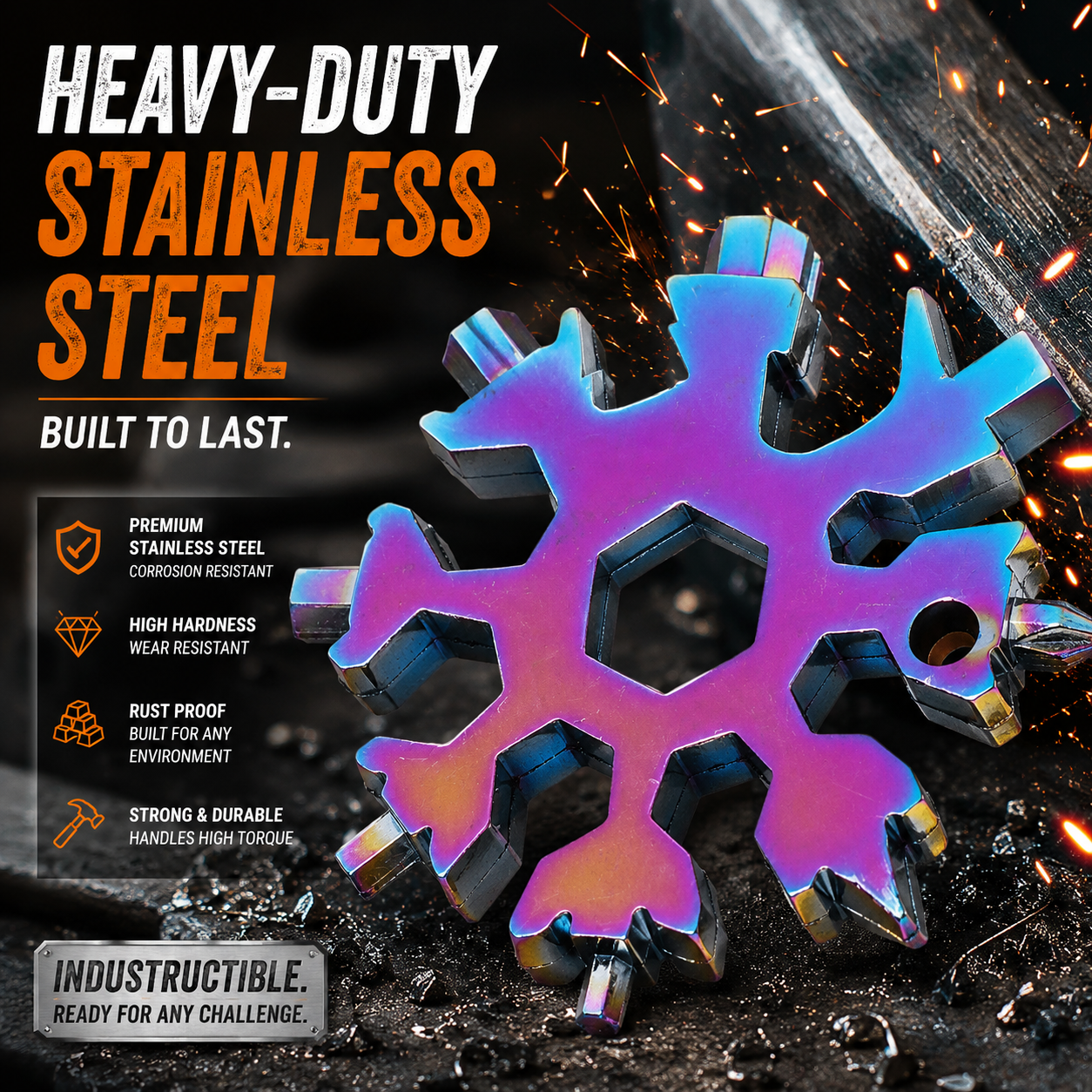 18-in-1 Stainless Steel Snowflake Pocket Multitool