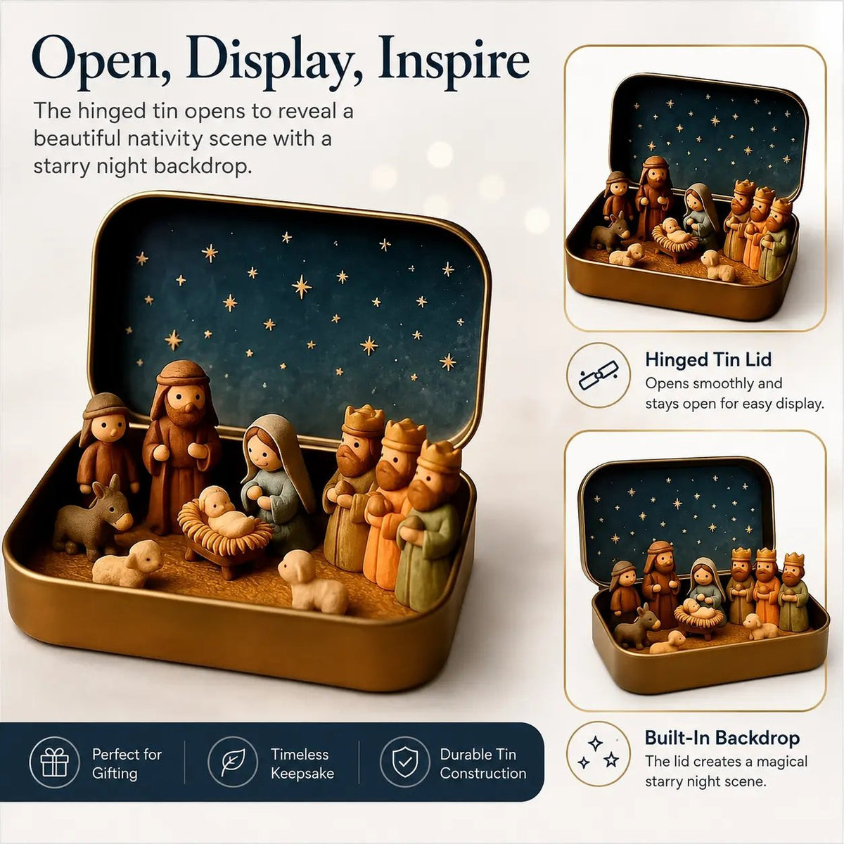 ✨ Mini Nativity Keepsake Tin – Compact Christmas Scene