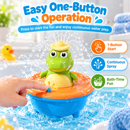 🐊 Floating Crocodile Bath Sprinkler Toy | 4 Spray Tops & Light-Up Water Play