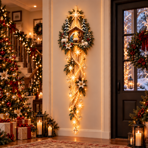 🌟 Nativity Starfall Wall Light – A Meaningful Christmas Glow