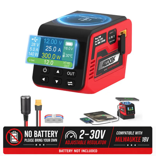 ⚒️Adjustable DC Power Hub for Milwaukee M18 Batteries | XT60, USB-C & Wireless Charging