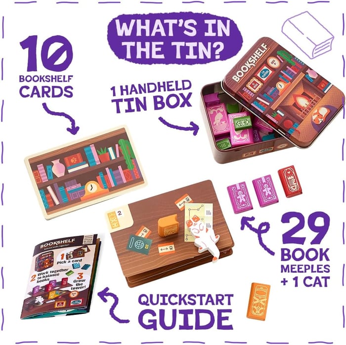 📚️Bookshelf Balance Game – Cooperative Stacking Game for Family & Friends