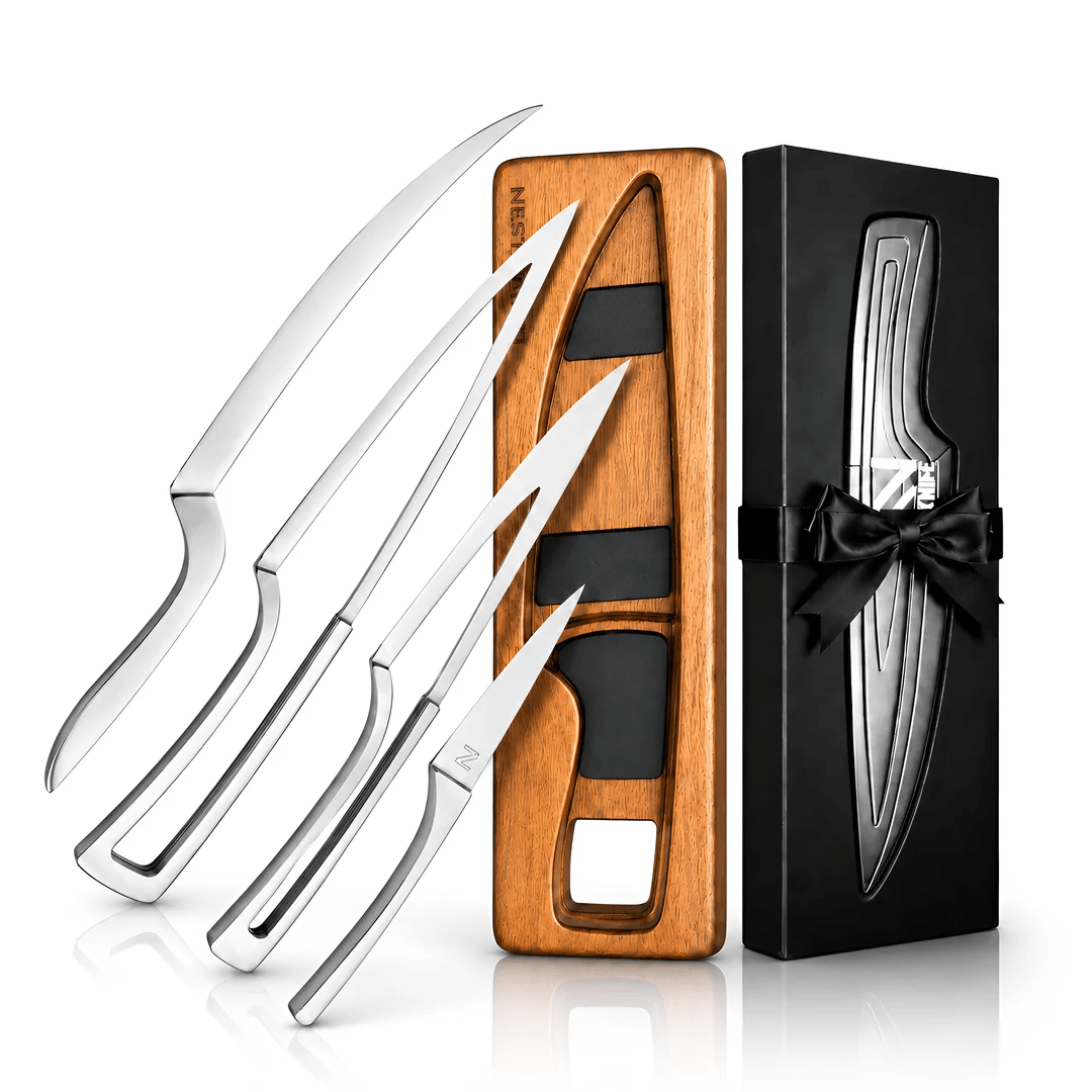 4-Piece Magnetic Kitchen Knife Set | VG10 Japanese Steel & Space-Saving Nesting Design