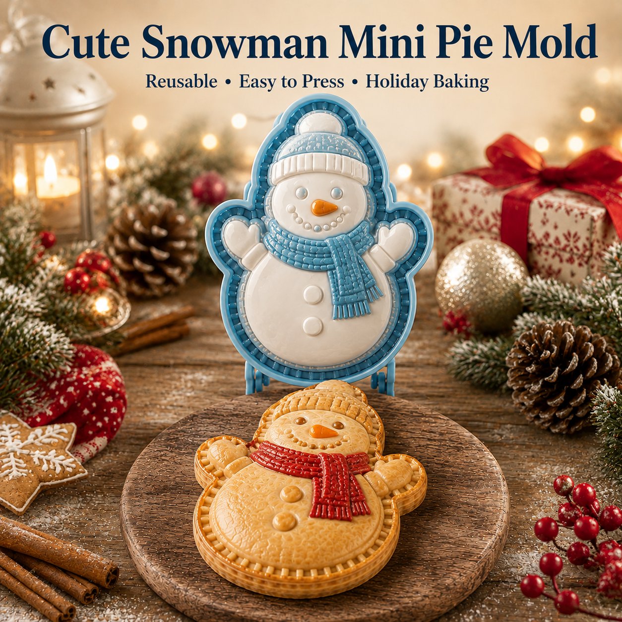 🎄 9-Design Christmas Mini Pie Mold Collection | Reusable Embossed Molds for Shaping Detailed Santa, Snowman, Reindeer, Tree & Holiday Pies