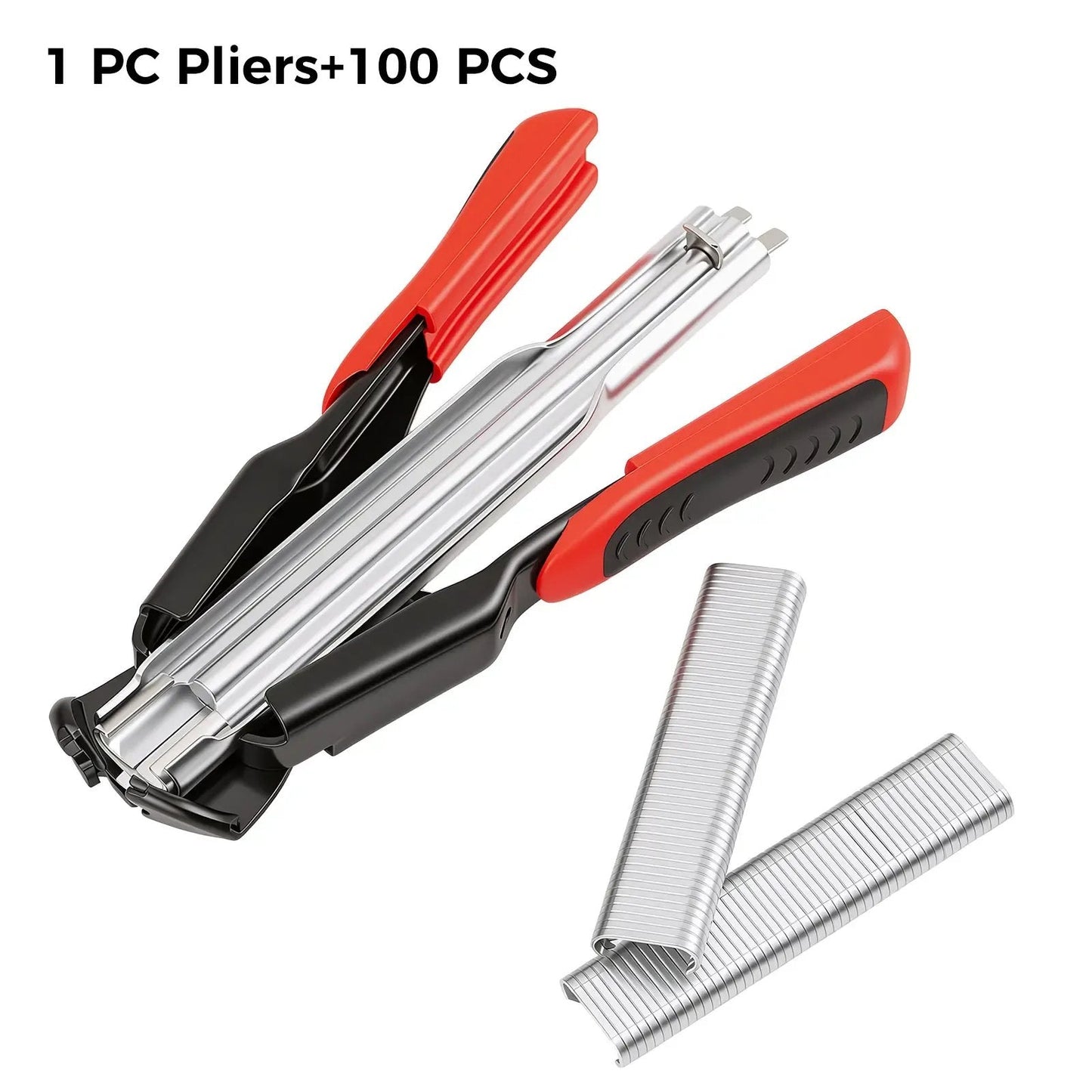 Spring-Loaded Hog Ring Pliers Kit with 100 C-Clips