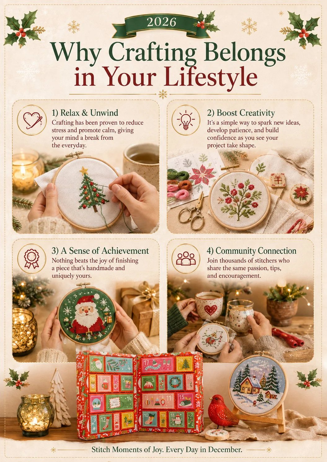 🎄🧵 2026 Cross Stitch Advent Calendar Box | 24 Days of Stitching Surprises for a Magical December 🎁 ✨