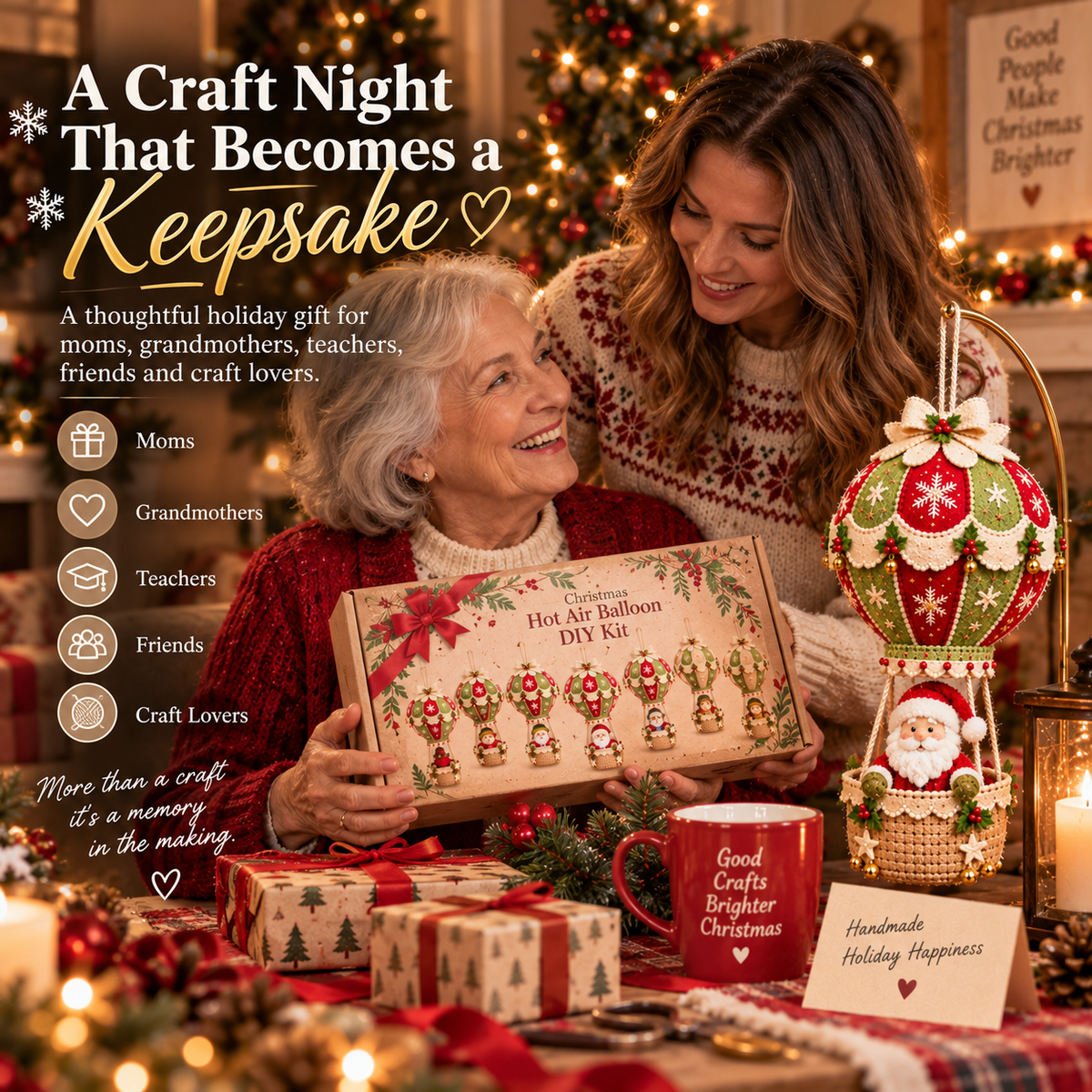 🎅Christmas Hot Air Balloon DIY Kit — Hanging Holiday Decoration Craft