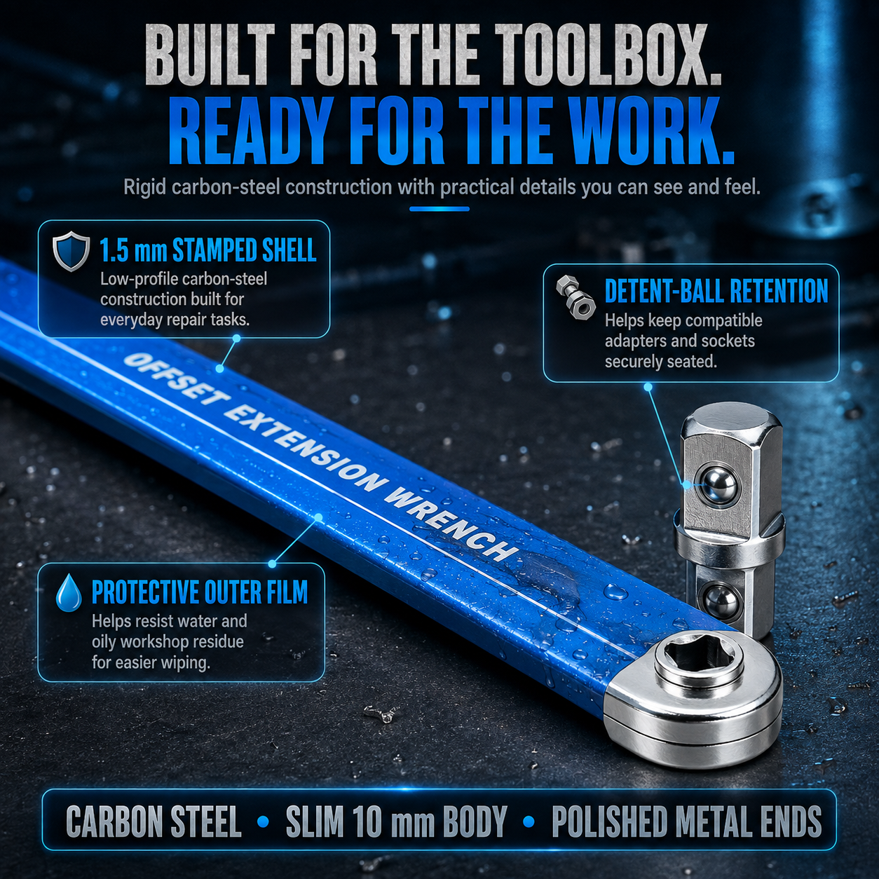 🔩3/8' Offset Extension Wrench Set – Reach Tight Bolts Without Removing Parts🔧
