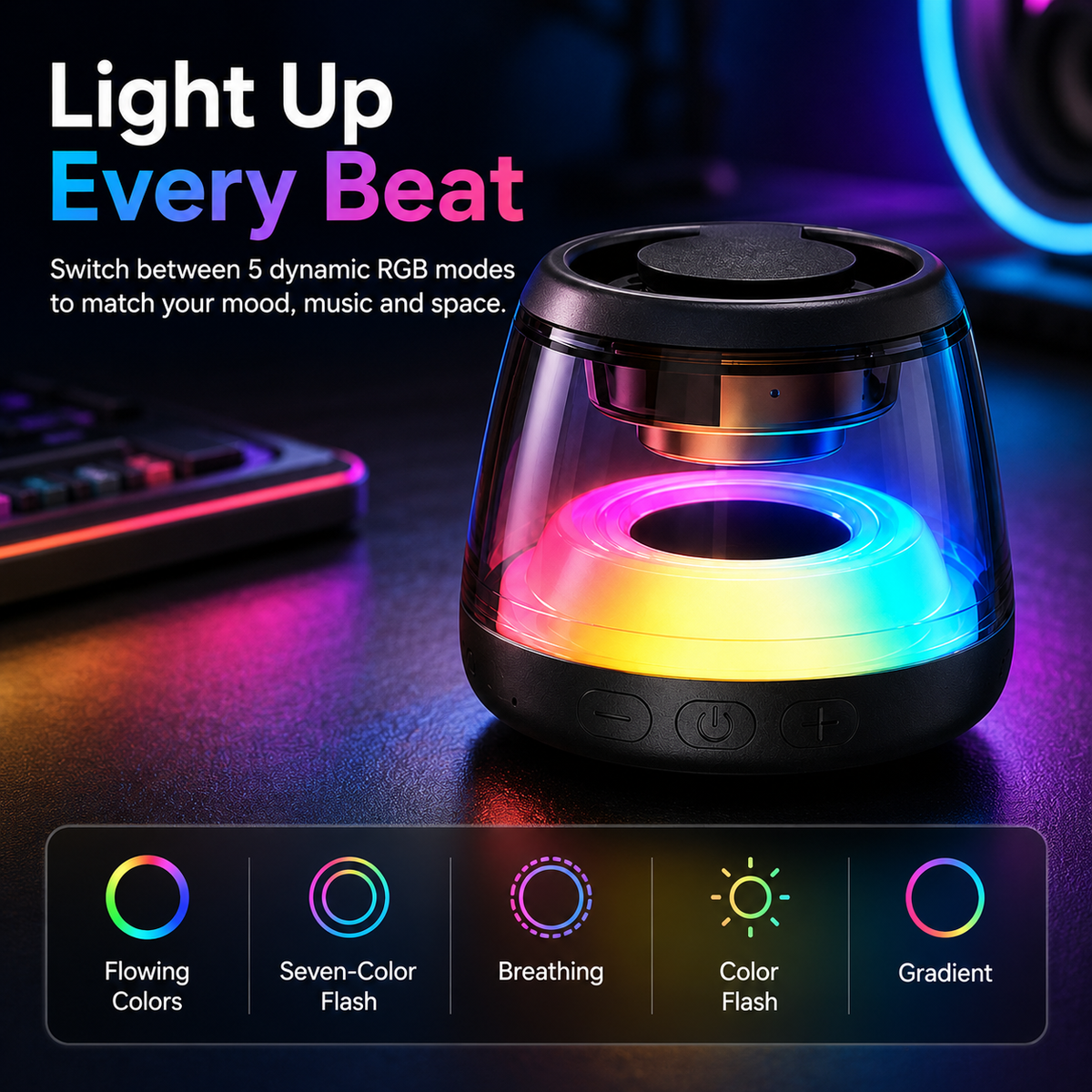 Mini RGB Bluetooth Speaker & Magnetic Phone Stand – Portable 5W 360° Stereo Sound