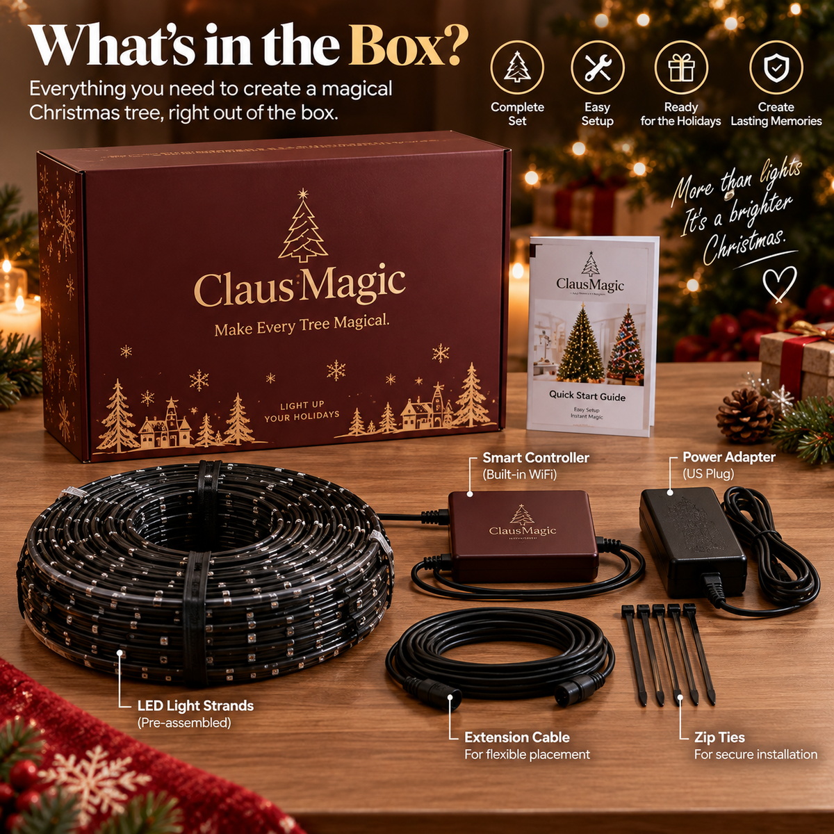 🎄 Smart Wrap-Around Christmas Tree Lights – 12+ App-Controlled Festive Designs