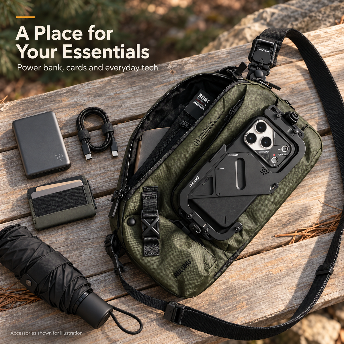 🎒 Urban Transit Expandable Sling Bag – Magnetic Quick-Release Crossbody Bag