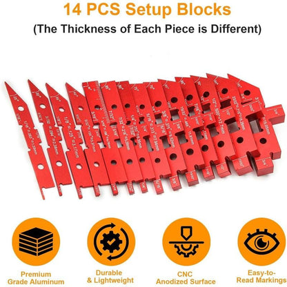 🔧 Woodworking Precision Setup Blocks – Aluminum Alloy Router & Table Saw Alignment Gauge Set with Storage Case
