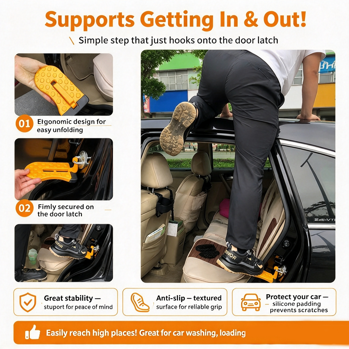 🚙 Foldable Car Door Step – Easy Roof Rack Access Without a Bulky Ladder
