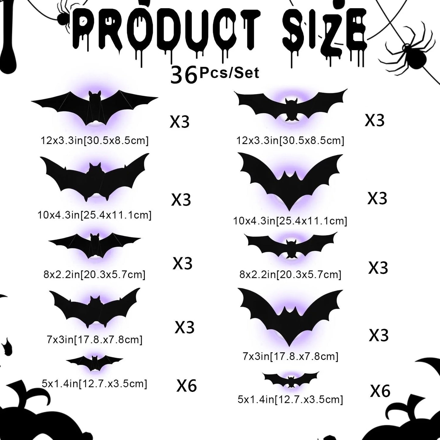 🦇3D LED Halloween Bat Lights – Purple & Orange Glow Wall Decor