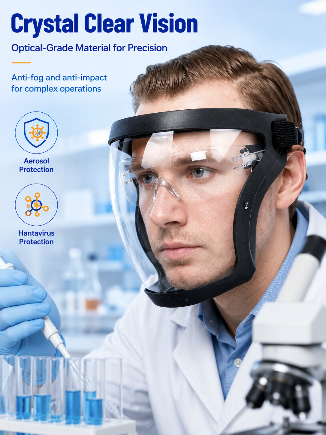 Full-Face Clear Protective Shield – Wide-View Adjustable Face Barrier