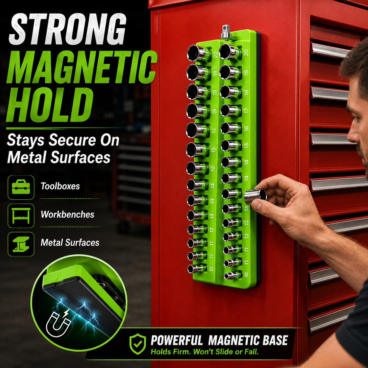 🔧Magnetic Socket Organizer-Find Every Socket Instantly