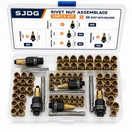 🔩50-Piece Rivet Nut Installation Kit – Threaded Insert Tool Set for Metal Repair