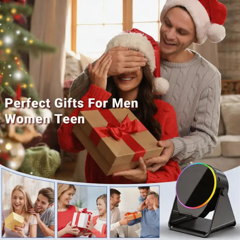 🔊 5-in-1 Wireless Induction Bluetooth Speaker Stand – 360° Rotating Phone Holder with LED Light