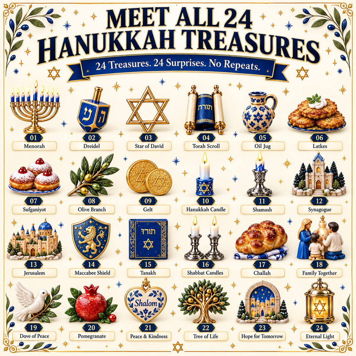 🕎 24 Treasures of Hanukkah – 24-Drawer Acrylic Keepsake Collection