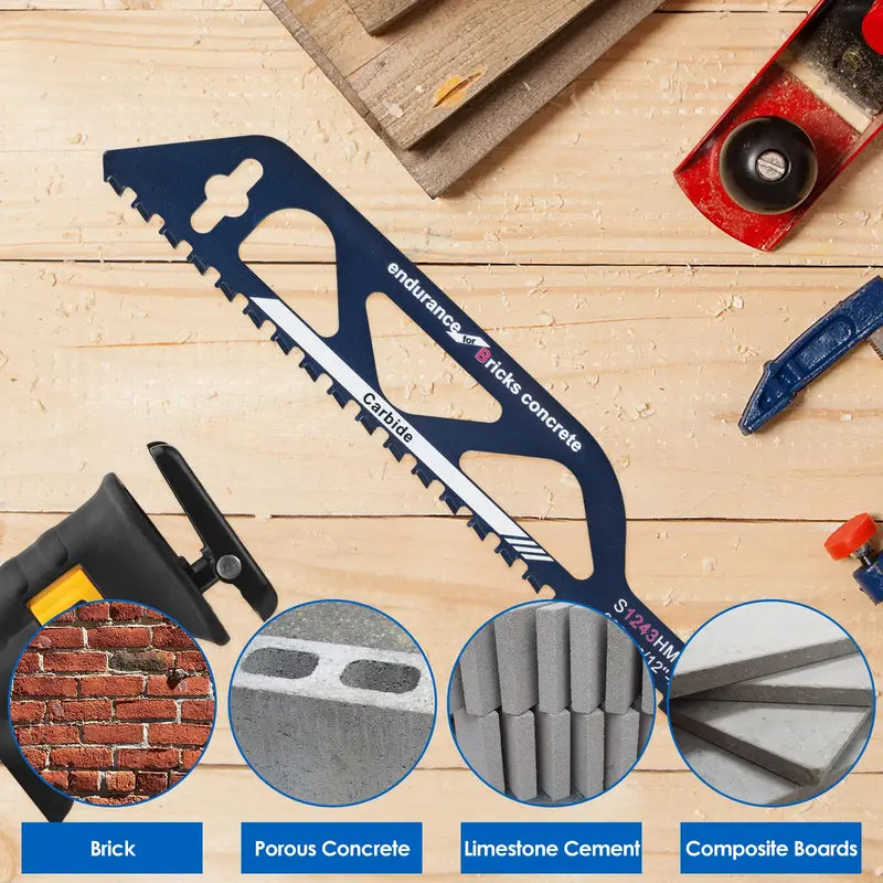 🧱🪚 12" Carbide Masonry Reciprocating Saw Blade – 2 TPI Heavy-Duty Brick & Block Cutting Blade 🔧