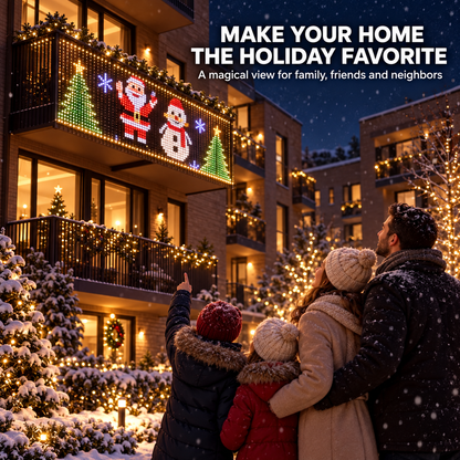 🎄 Turn Your Balcony Into a Christmas Show – Animated LED Pixel Curtain Lights🎅