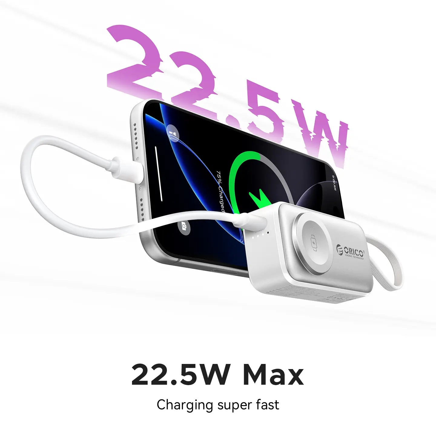 4-in-1 Folding Chargeable Portable Power Bank with Integrated Cable