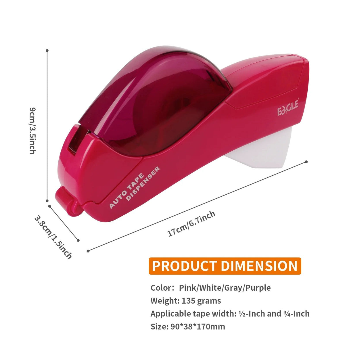 Tape dispenser dimensions and tape width compatibility