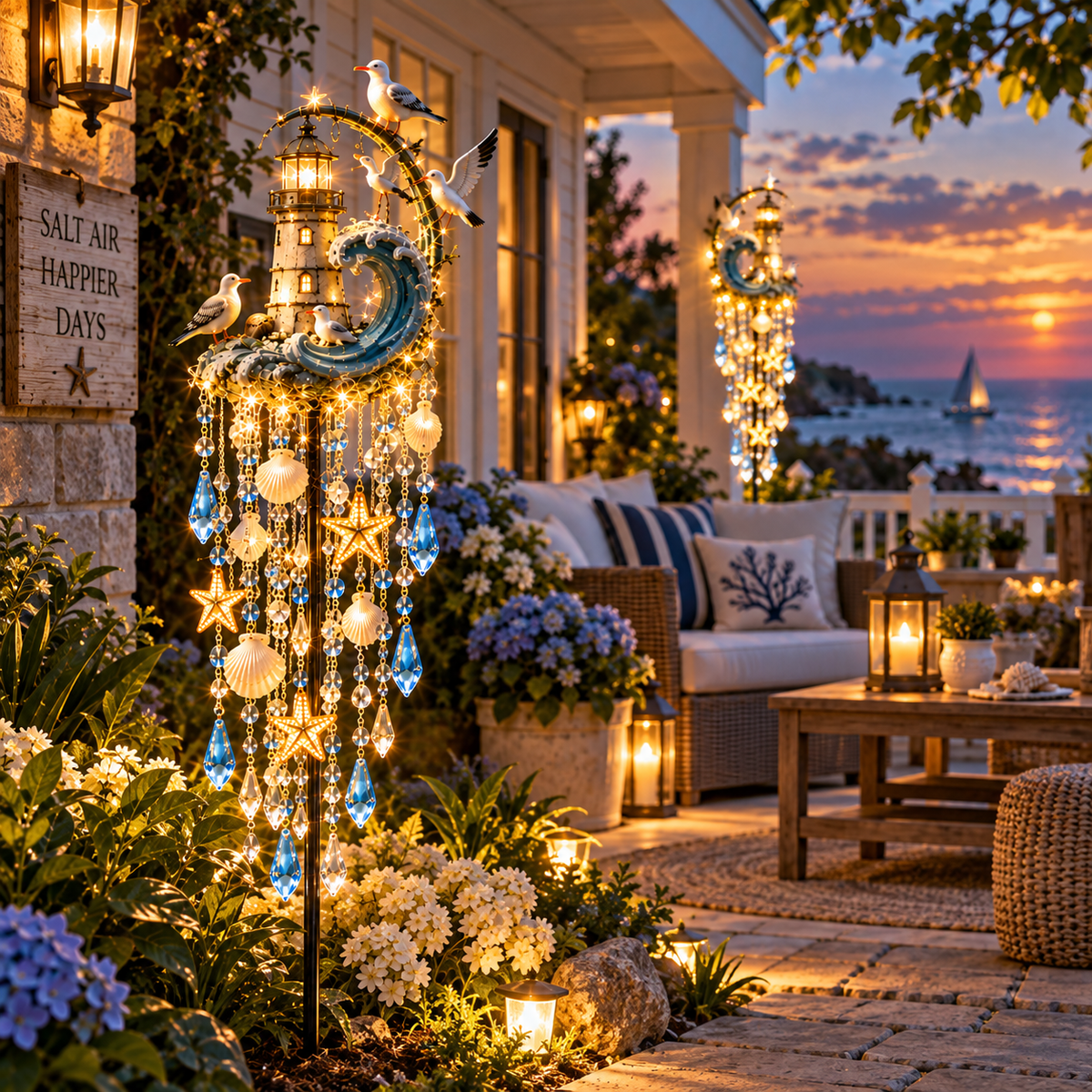 🔥 Last Day 49% OFF🌊 Lighthouse Tide Glow™ – Solar Lighthouse Garden Stake Light with Crystal Tassels