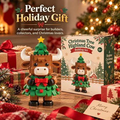 🐮 Christmas Tree Highland Cow Building Set – Cute DIY Holiday Decor & Gift
