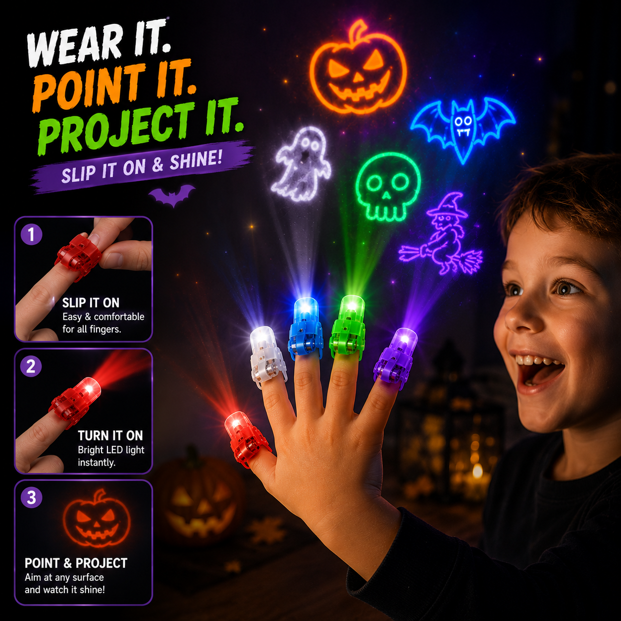 🎃Halloween Projection Finger Lights-Halloween Magic at Your Fingertip