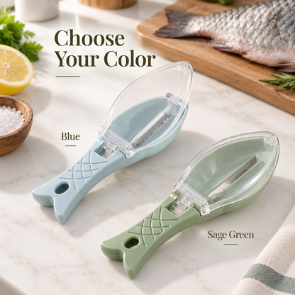 🐟 Mess-Free Fish Scaler with Lid – Catch Scales While You Scrape