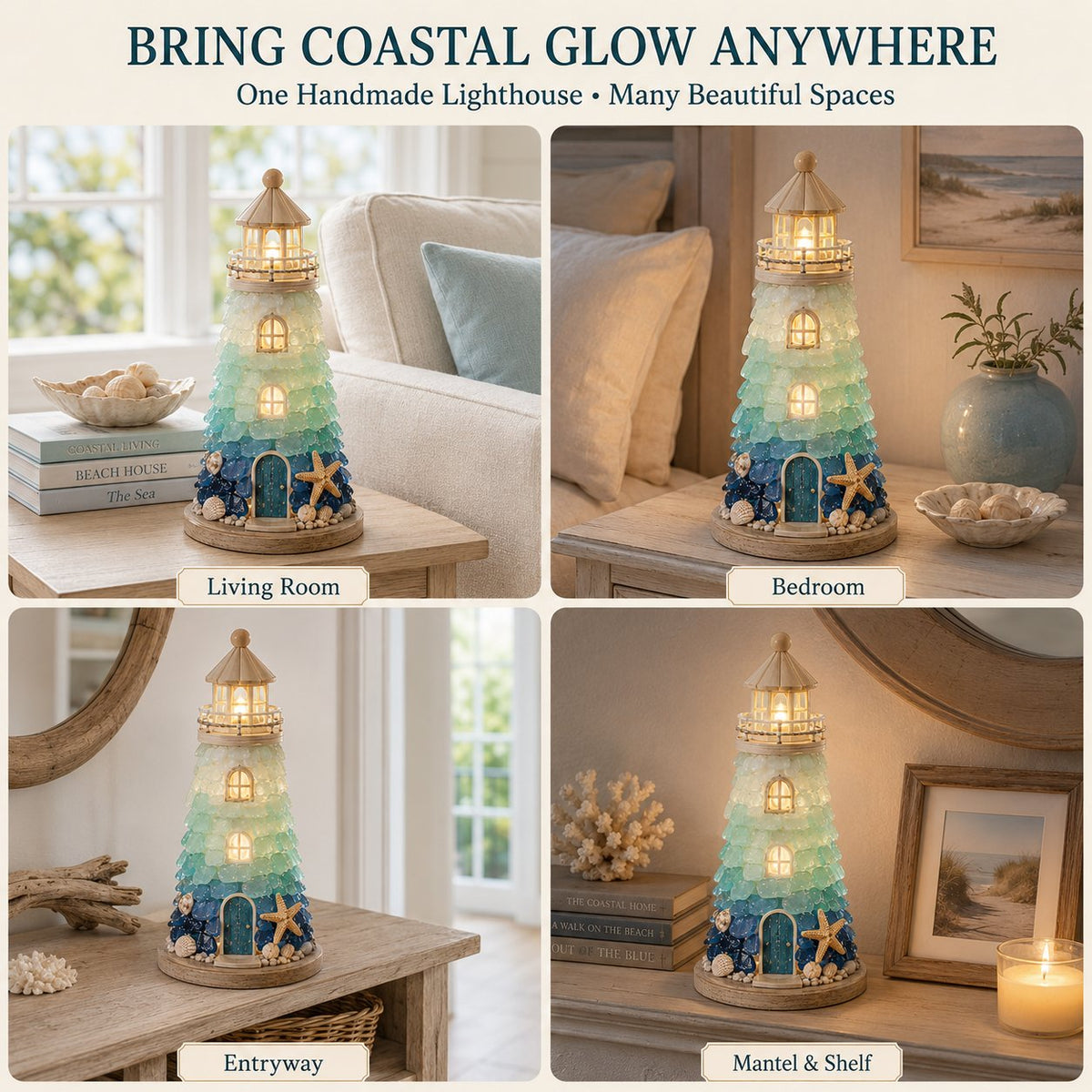 🌊 DIY Sea Glass Lighthouse Kit – Create Your Own Glowing Coastal Decor