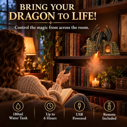 🐉 Dragon Mist Diffuser – Glowing Fire-Breathing Fantasy Bookshelf Decor