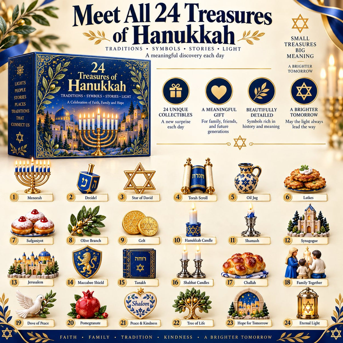🕎 24 Treasures of Hanukkah – 24-Drawer Acrylic Keepsake Collection