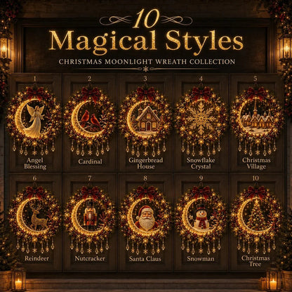 ✨ Christmas Moonlight Wreath Collection – Lighted Holiday Door Decor