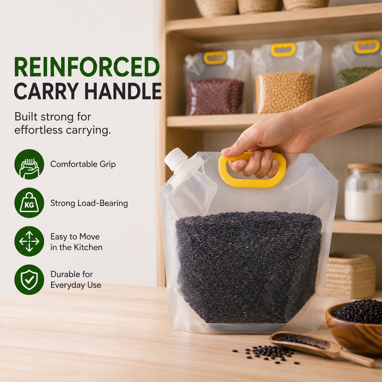 🌾 Reusable Airtight Grain Storage Bag – Seal, Carry & Pour With Ease