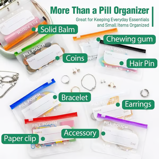 A8 Waterproof Pill Pouch Set, Large Weekly Pill Organizer with 14 Color-Coded Medicine Pouches, Reusable Travel Medicine Organizer, Zippered Pill Storage for Fish Oils, Vitamins, dealsforyou, summerwins