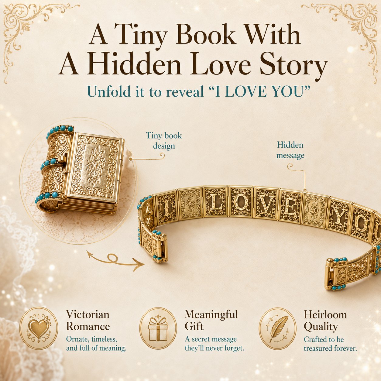 ❤️Victorian Book “I Love You” Bracelet