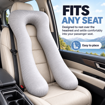 🚗Bvuyomi™Full-Body Road Trip Pillow – U-Shaped Passenger Cushion with Soft Ice-Silk Cover
