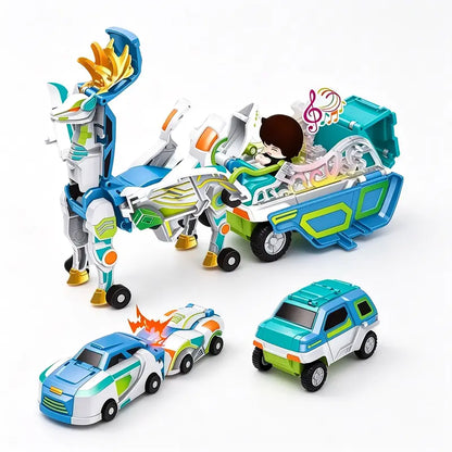 🚗2-in-1 Transforming Dragon Car Toy – Two Racing Cars Combine into a Mechanical Dragon