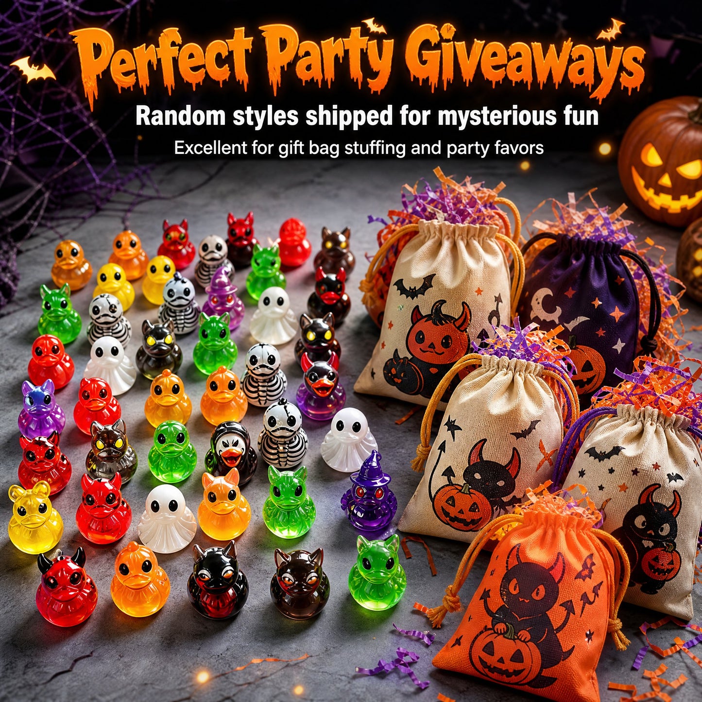 👻🎃Glow-In-The-Dark Mini Halloween Duck Set